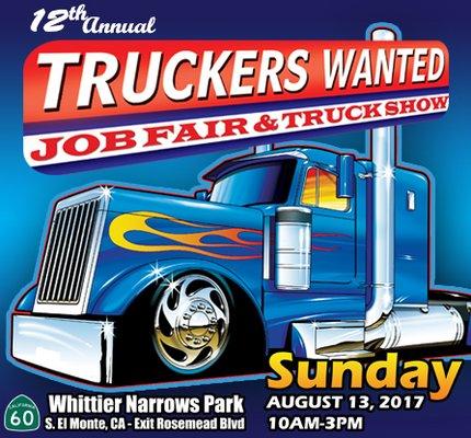 Join us Sunday August 13th for our 12th Annual Truckers Wanted Job Fair & Truck Show.