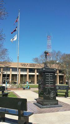 Front plaza & library facade.