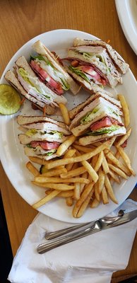 Turkey club with fries