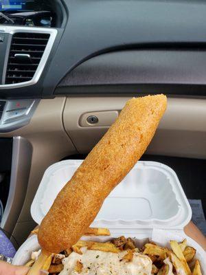 Hand dipped corn dog