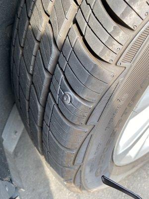 Nail/screw in tire.