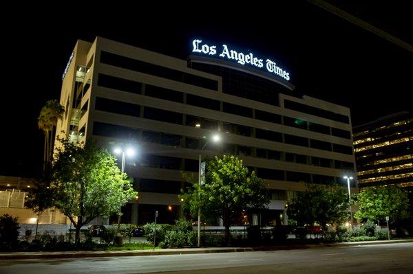 Los Angeles Times HQ, El Segundo - 12 Foot Face Lit Letters with Perforated Vinyl Mounted on Steel Frame System