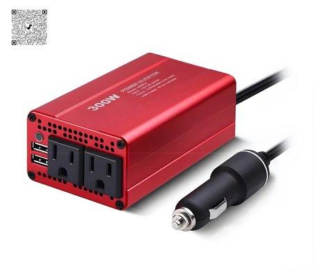 Car Power Inverter 300W DC 12V To AC 110V Converter Sine Wave With 2x AC Power Outlets, 2x USB