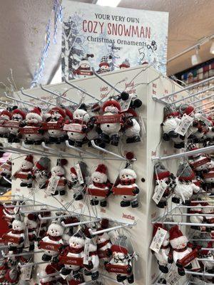 Snowman ornaments. Find your name for your Christmas Tree.