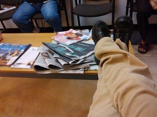 Feb 1, 2009. Just making myself at home in the waiting room. I had a TWO HOUR wait to see this doctor.