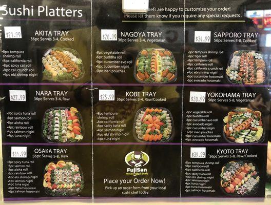 Platters menu for the family or friends  They are freshly made on the Spot !.