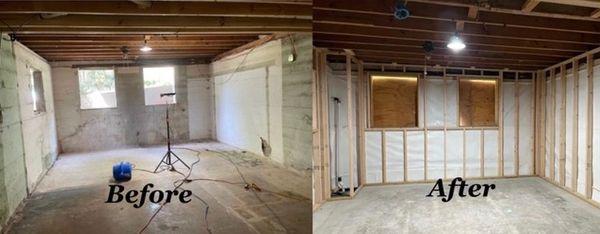 Cellar Remodel - Moisture controlled & Sealed wine cellar - 
 Before & After image.