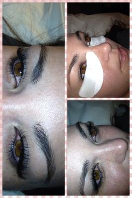 Eyelash extensions before & after.