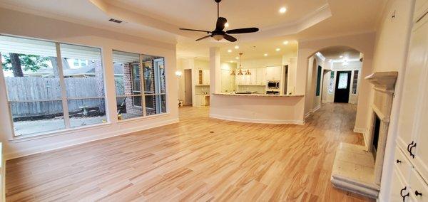 New floors and fresh paint  in living room and kitchen