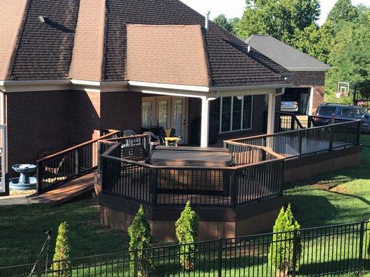 ECC built 925SQ.FT. composite decking with octagon shape. Handicap accessible entrance; along with installing the hot tub!