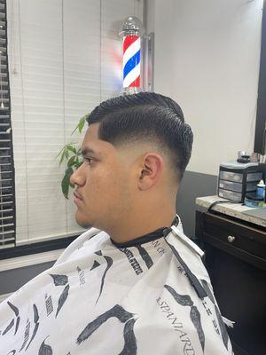 Low shaved fade combover/w/lineup