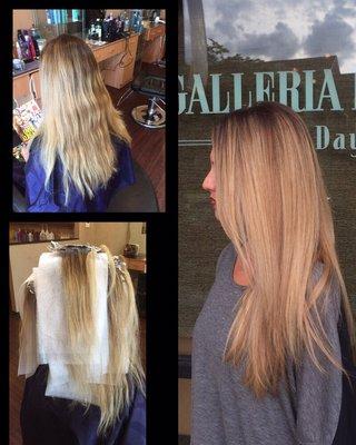 Taking summer blonde to her Autumn blonde. Before  During & After. Softening the bright blonde to lovely beige ashy blonde