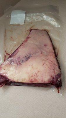 Brisket in cryovac packaging