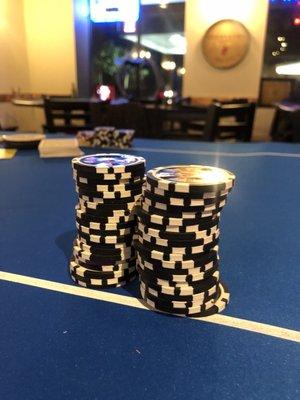 Poker chips ready to play in the Sunshine Poker League