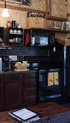 The kitchen area.