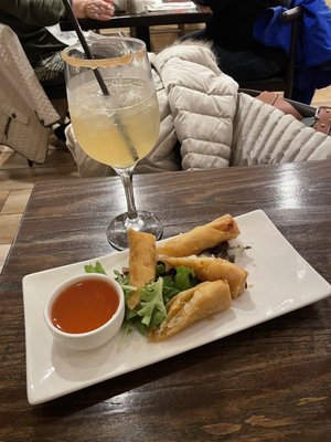 Vegetable Spring Roll and Apple Cider Margarita