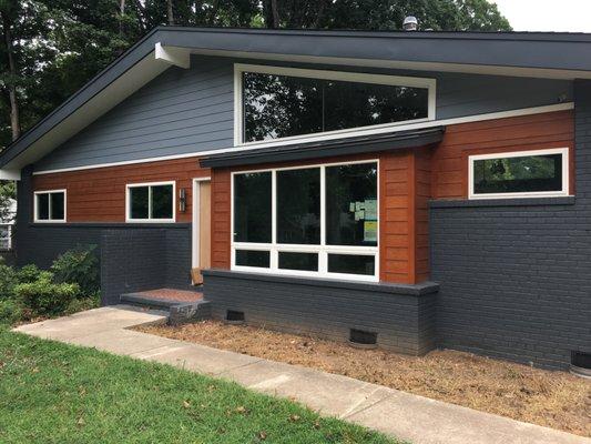 James Hardie Lap Siding prefinished in our Mahogany Color Stain.