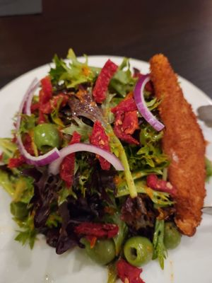 Winter greens salad with sun dried tomatoes