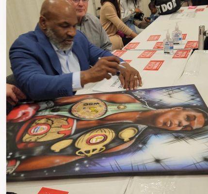 Artwork by Greg Edwards, Autograph by Mike Tyson