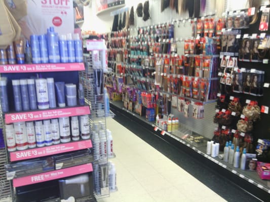 Tons of hair, makeup, nail and manicure supplies.