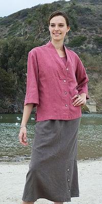 Sympatico Hempcel Linen Tuxedo Top and Angled Skirt - Made in Jacksonville, Oregon.