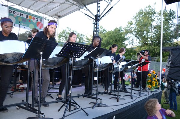 NYU Steel Pan Band at the Drum Boogie Festival. Photo credit: Gary Hillstead