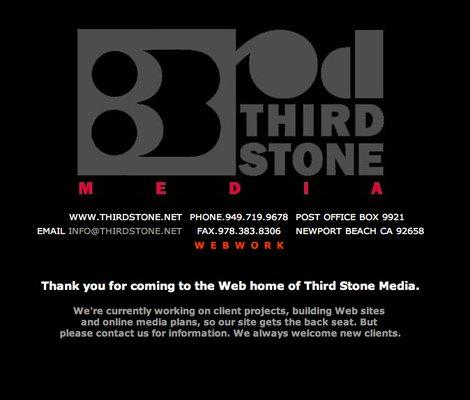 Third Stone Media's landing page, 1999.