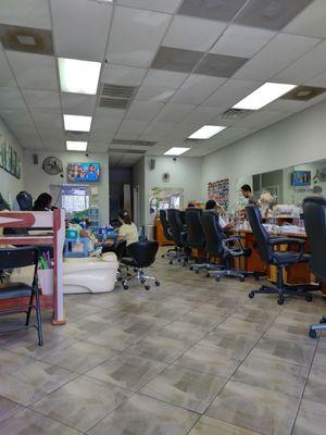 Shop inside booths and pedicure chairs