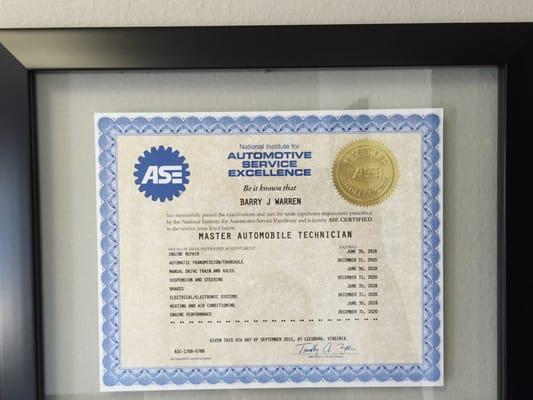 ASE Master certified technician