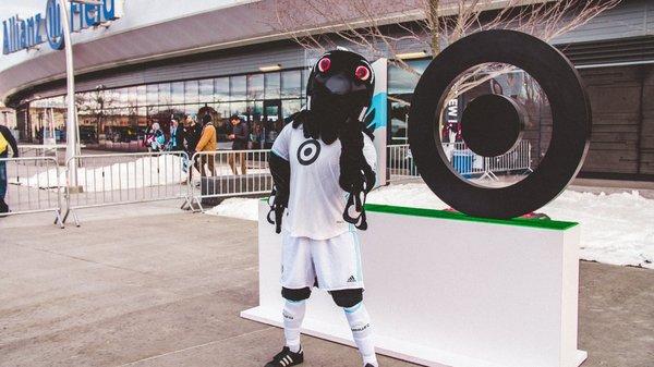 PK, the loon mascot for Minnesota United FC.