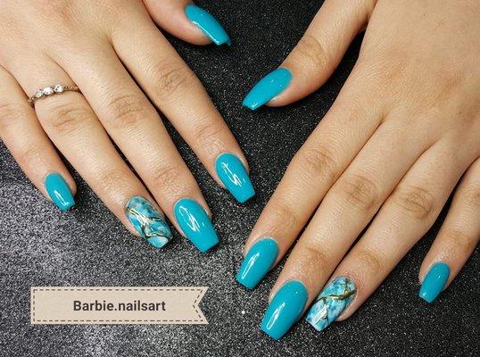 Acrylic set done by Barbie Nails Art