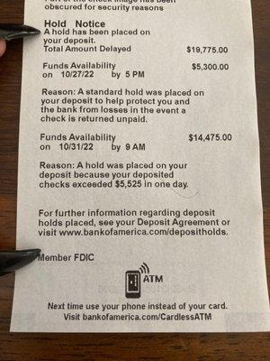 Hold 2 & 3. Hold 1 is at top of receipt.