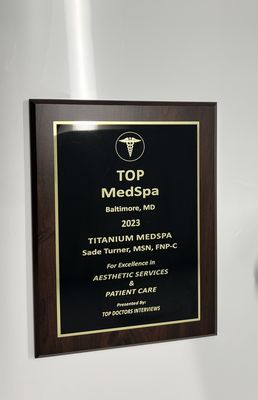 We are named Top Doctors TOP Medspa in Baltimore County for 2023