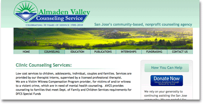 Non-profit project for Almaden Valley Counseling Service