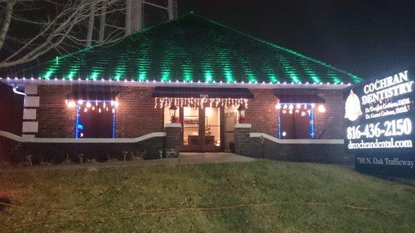 Cochran Dental decorates throughout the year: Halloween, 4th of July, Easter. But, Dr. G's favorite time is when the Christmas lights go up!