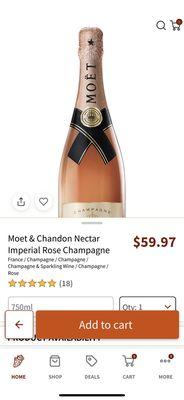 Competitor Moet price versus this stores.