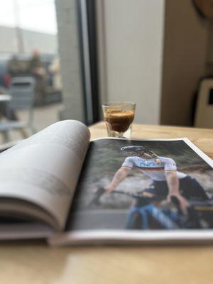 Cortado and a cycling magazine