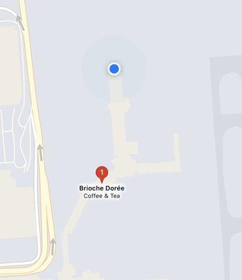 Location is near the end of Concourse E (blue dot, not red dot), near gate E27.