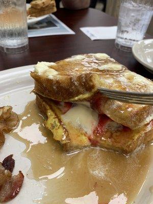 Stuffed French toast and bacon