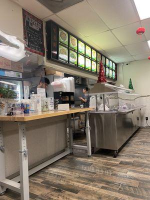 Inside food bar and ordering area.