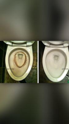 Toilet before and after cleaning