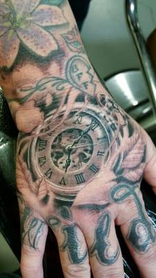 Evolution tattoo. Watch was taken from a picture of a watch, the rest was free hand