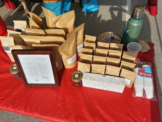 Display table at outdoor crafts fair 2016