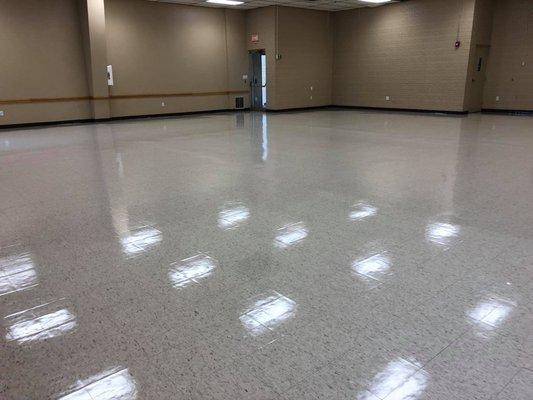 Freshly waxed event hall floor!