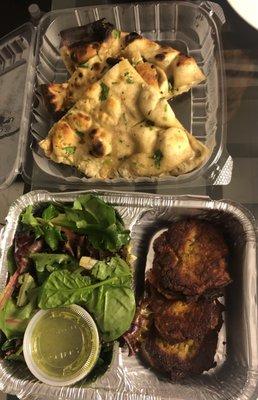 Lentil patties and garlic naan.