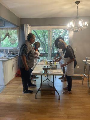 Pasta class made  Fettuccini alfredo with ceasar salad