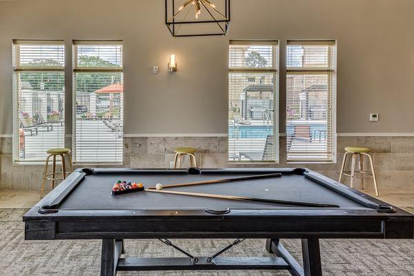 Clubroom with pool table and foosball