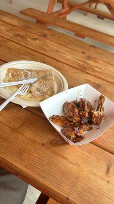 Jerk wings and strawberry Nutella crepe