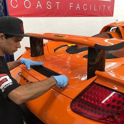 paint protection being installed