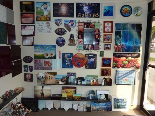 Wall full of some of our sublimation products.